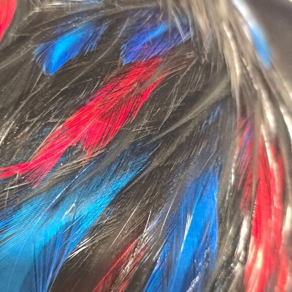 Vintage Black Red Blue Feathers Velvet And Mesh Hat Derby Church Formal Evening - Picture 10 of 11